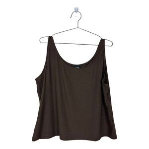 Eileen Fisher Brown Stretch Jersey Knit Scoop Neck Tank Size XL